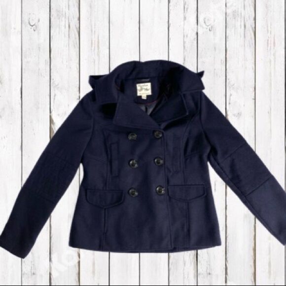 NEW Pea Coat Maralyn & Me Navy Hooded Juniors Size Large - Picture 16 of 16